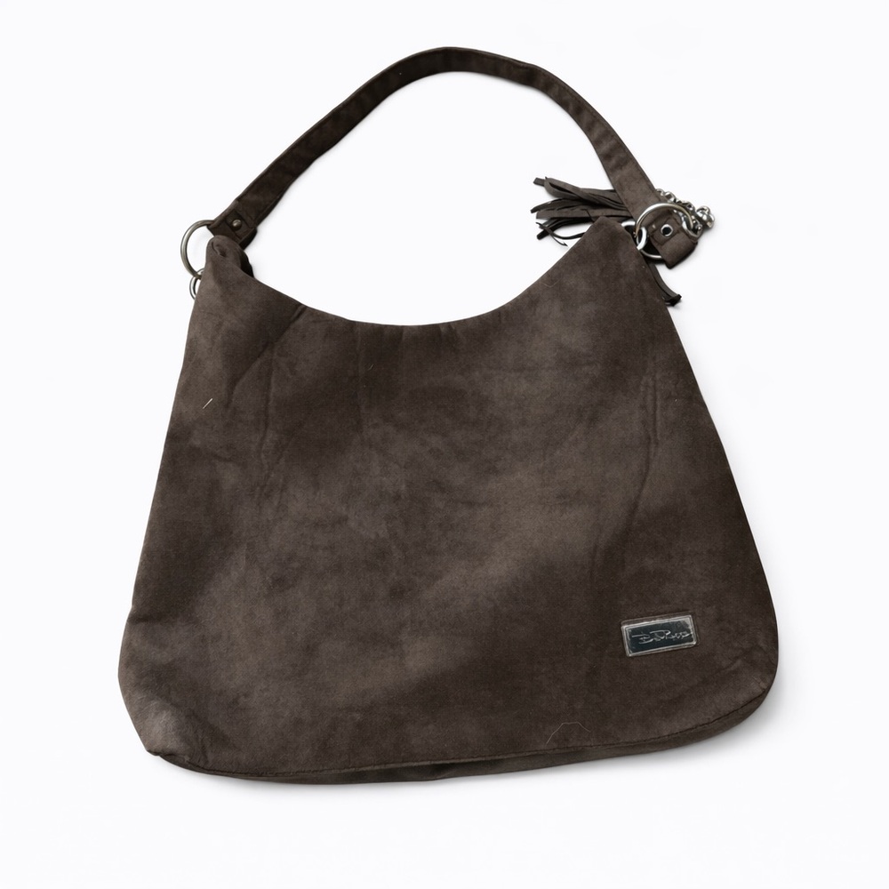 Bella Russo Soft Brown Suede Slouch Hobo Tote Bag Purse w/ Tassel Magnetic Close